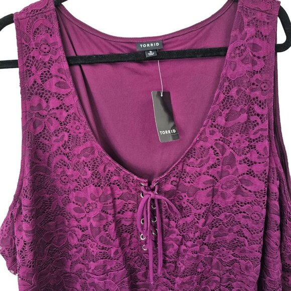 Torrid Bodysuit Corset 5X Lace Seamed Lace Up Bodysuit Purple Floral New - Picture 6 of 9
